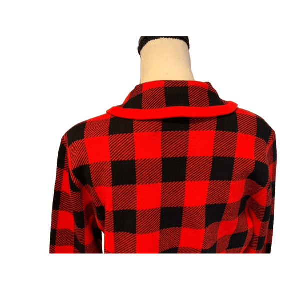 J. Crew Sweater Jacket Plaid Red Black - Picture 11 of 13